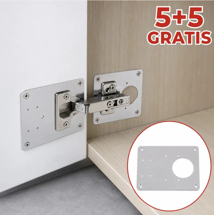 HingePlate 5+5 GRATIS: Bočna ploča za "uradi sam" popravku šarki na nameštaju